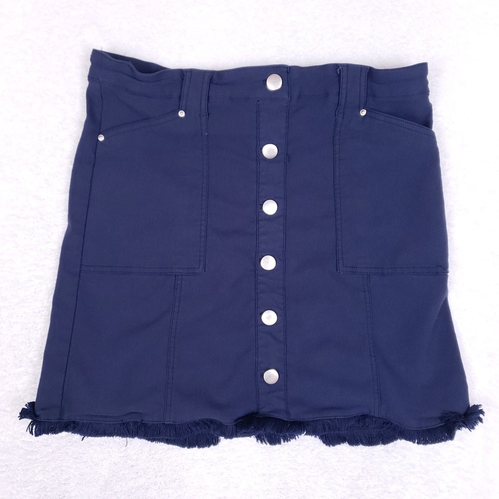 ATTIRE New York Button Front Mini Skirt Navy Size 8 Casual Chic Clean Girl